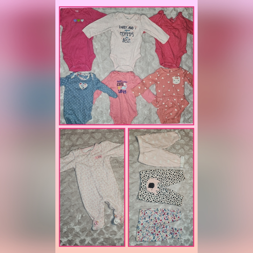3M Clothing 10 PC Set Long Sleeve Baby Girls Infant Lot $20